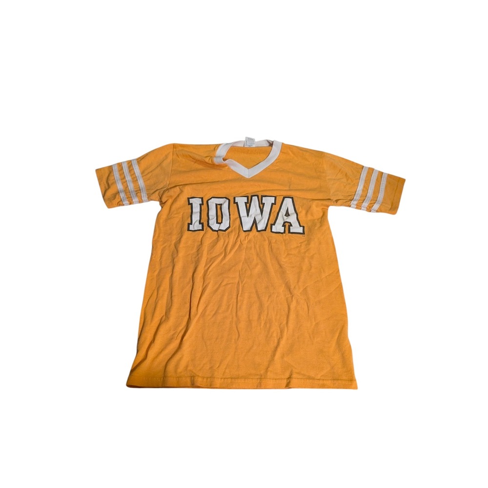 Augusta Sportswear Iowa V-Neck Jersey T-Shirt Gold Striped Sleeve Adult Small